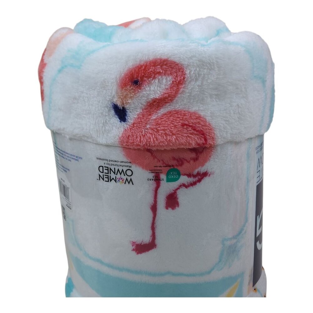 The Big One Oversized Plush Throw Blanket Coastal Print Faux Fur Tropical 5'x6' - Picture 8 of 13